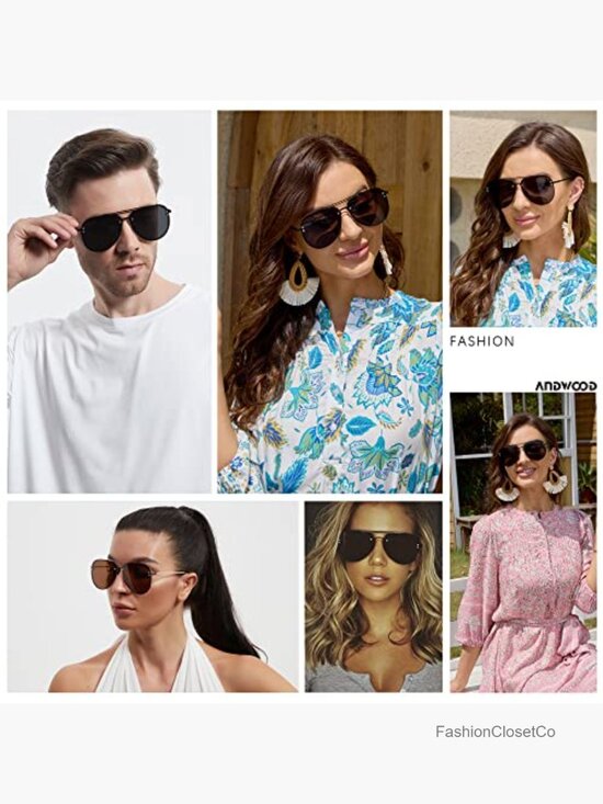Oversized Rimless Aviator Sunglasses with Metal Frame & Spring Hinges